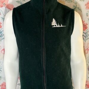 Vintage Green Fleece Vest with Embroidery